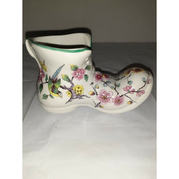 Vintage Old Foley James Kent Staffordshire "Chinese Rose" Porcelain Shoe Pink - Picture 3 of 12